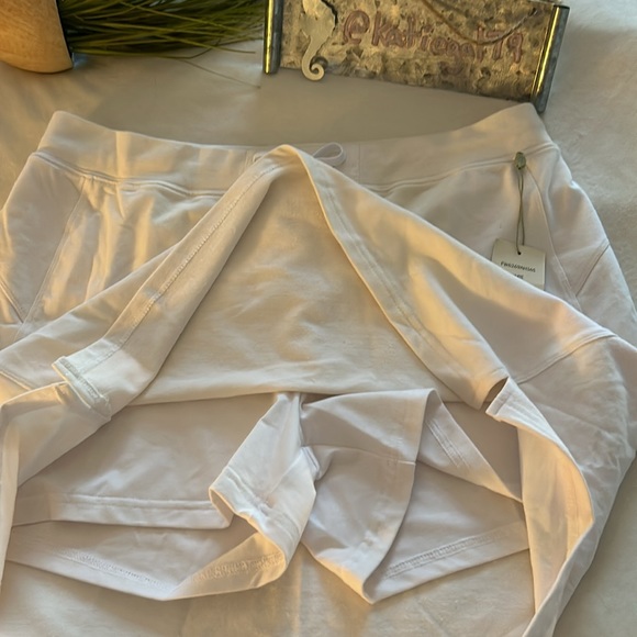NWT Green Tea sz XL white tennis exercise skirt skort with drawstring waist - Picture 6 of 10